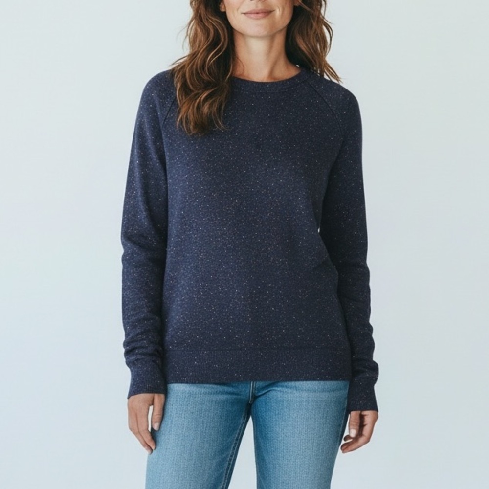 Ted Baker Ribstart Crewneck Navy Blue Speckled Long Sleeve 5 L NWT
